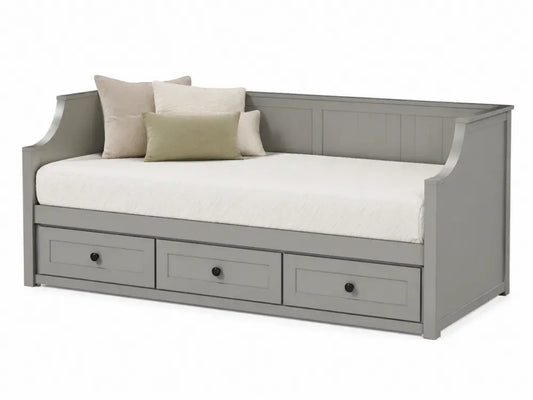 Tagesbett mit 3 Schubladen 205 x 98 x 95 cm Liegefläche 90 x 200 cm MDF Spanplatte Grau Schwarz